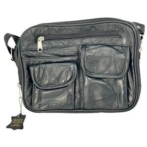 Bentley Travel Carry On Leather Bag Purse Tote Black Many Compartments
